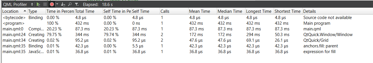 QML profiler empty