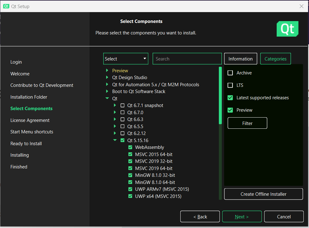 Qt Commercial installer